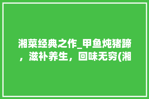 湘菜经典之作_甲鱼炖猪蹄，滋补养生，回味无穷(湘菜甲鱼炖猪蹄的做法) 湘菜经典之作_甲鱼炖猪蹄，滋补养生，回味无穷(湘菜甲鱼炖猪蹄的做法) 饮食拾萃