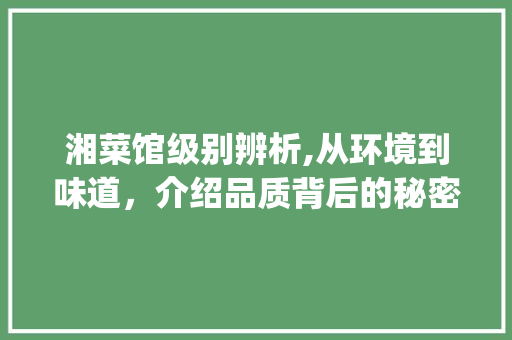 湘菜馆级别辨析,从环境到味道，介绍品质背后的秘密(怎么区分湘菜馆级别) 湘菜馆级别辨析,从环境到味道，介绍品质背后的秘密(怎么区分湘菜馆级别) 饮食拾萃