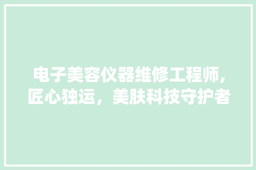 电子美容仪器维修工程师,匠心独运，美肤科技守护者_电子美容仪器维修招聘 电子美容仪器维修工程师,匠心独运，美肤科技守护者_电子美容仪器维修招聘 美容塑身