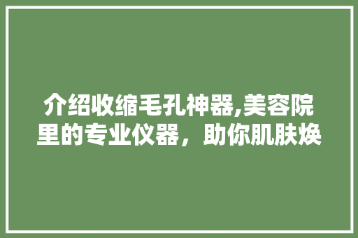 介绍收缩毛孔神器,美容院里的专业仪器，助你肌肤焕发光彩 介绍收缩毛孔神器,美容院里的专业仪器，助你肌肤焕发光彩 服饰装扮