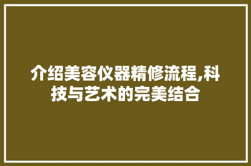 介绍美容仪器精修流程,科技与艺术的完美结合 介绍美容仪器精修流程,科技与艺术的完美结合 饮食拾萃