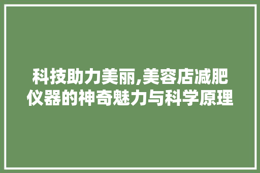 科技助力美丽,美容店减肥仪器的神奇魅力与科学原理 科技助力美丽,美容店减肥仪器的神奇魅力与科学原理 饮食拾萃