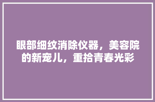 眼部细纹消除仪器，美容院的新宠儿，重拾青春光彩 眼部细纹消除仪器，美容院的新宠儿，重拾青春光彩 家居时尚