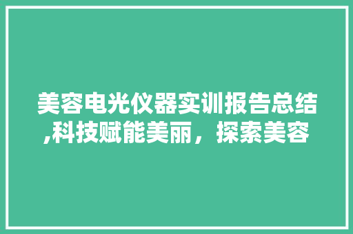 美容电光仪器实训报告总结,科技赋能美丽，探索美容行业新篇章 家居时尚