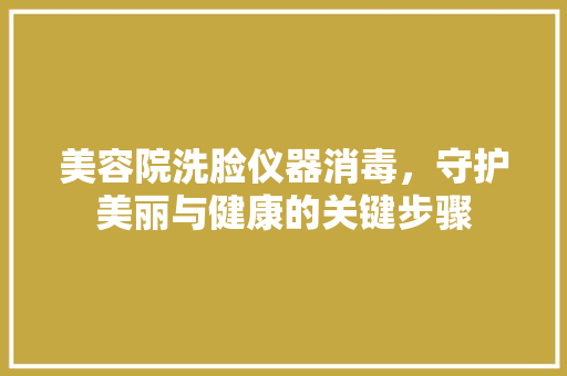 美容院洗脸仪器消毒，守护美丽与健康的关键步骤 美容院洗脸仪器消毒，守护美丽与健康的关键步骤 养生保健