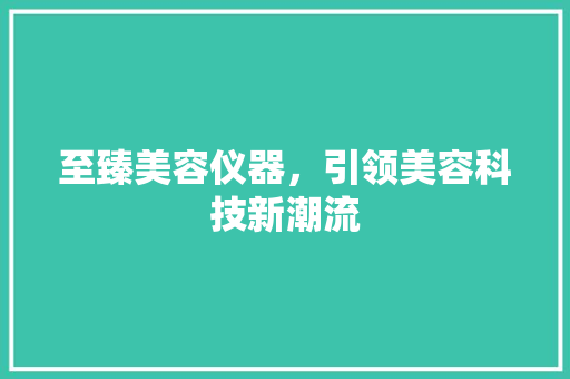 至臻美容仪器，引领美容科技新潮流 至臻美容仪器，引领美容科技新潮流 动手制作