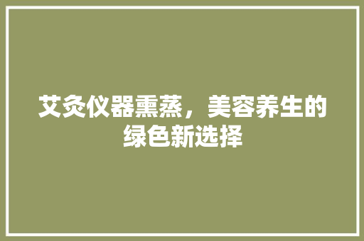 艾灸仪器熏蒸，美容养生的绿色新选择 艾灸仪器熏蒸，美容养生的绿色新选择 日用科普